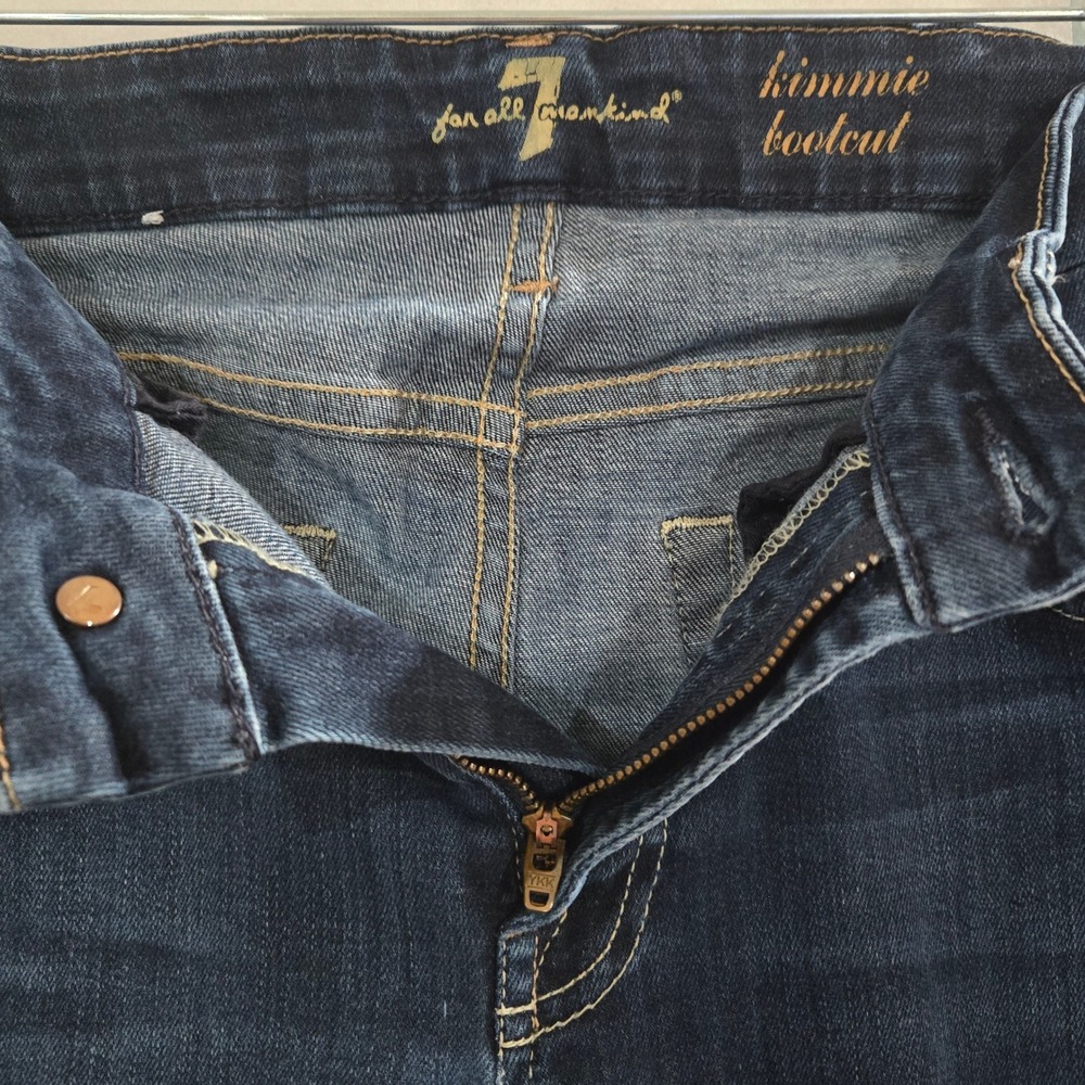 7 For All Mankind Size 28 Bootcut Jeans Dark Wash Indigo Stretch Denim #1427 - Picture 4 of 10